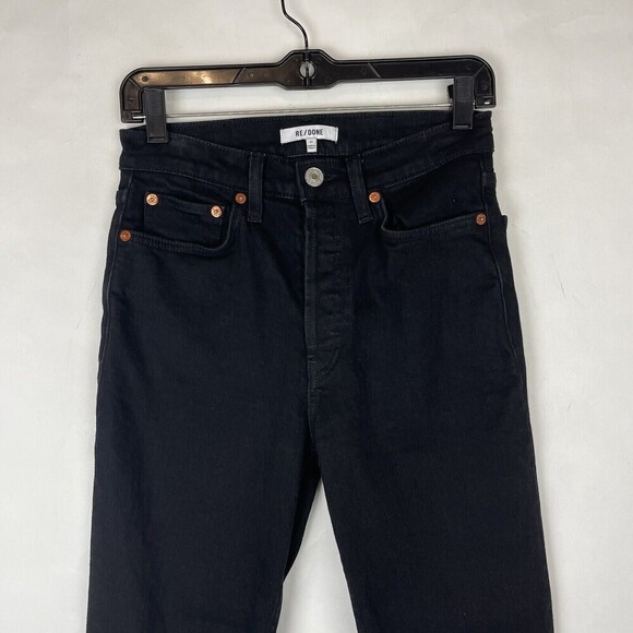 Re/Done Originals High Rise Ankle Crop in Faded Black Frayed Hem Size 27 - Picture 3 of 8